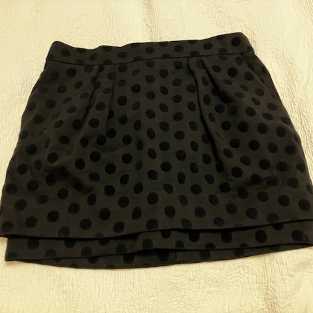 Maje Black Swiss Dot Velvet Skirt